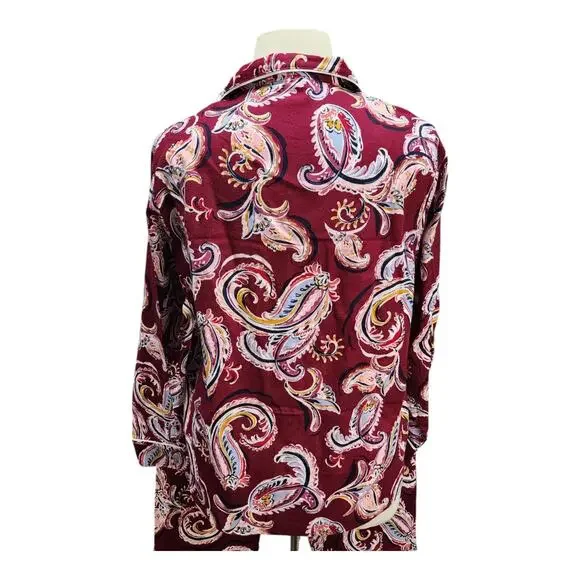 NWOT Liz Claiborne Women's XXLARGE Pajama Set Burgundy Paisley Sleep Lounge Wear - Picture 7 of 16